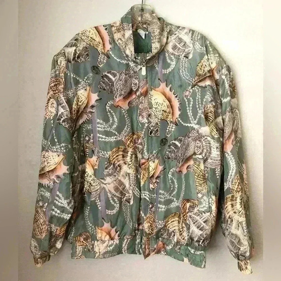 Vtg Fuda Sport International Nautical Green Silk Sweat Suit XL - Picture 2 of 14